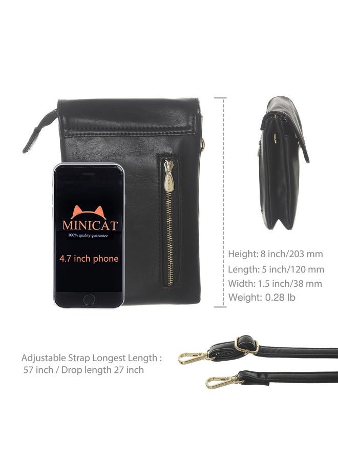 MINICAT Small Crossbody Bags for Women Cell Phone Bag Vegan Leather Cross Body Purse Wallet Purses, M-black,, Small, Enduring - Image 5