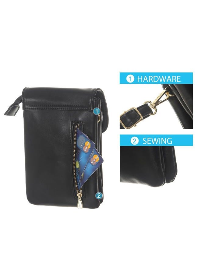 MINICAT Small Crossbody Bags for Women Cell Phone Bag Vegan Leather Cross Body Purse Wallet Purses, M-black,, Small, Enduring - Image 4