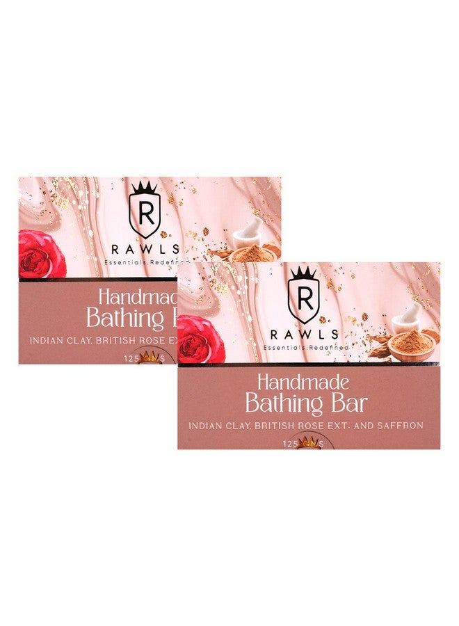 Rawls Rose Bathing Soap for Glowing Skin, British Rose Ext. & Saffron Bathing Bar for all skin type | No Paraben | Natural Handmade Bath Soap - (Pack of 2 x125 g) - Image 1