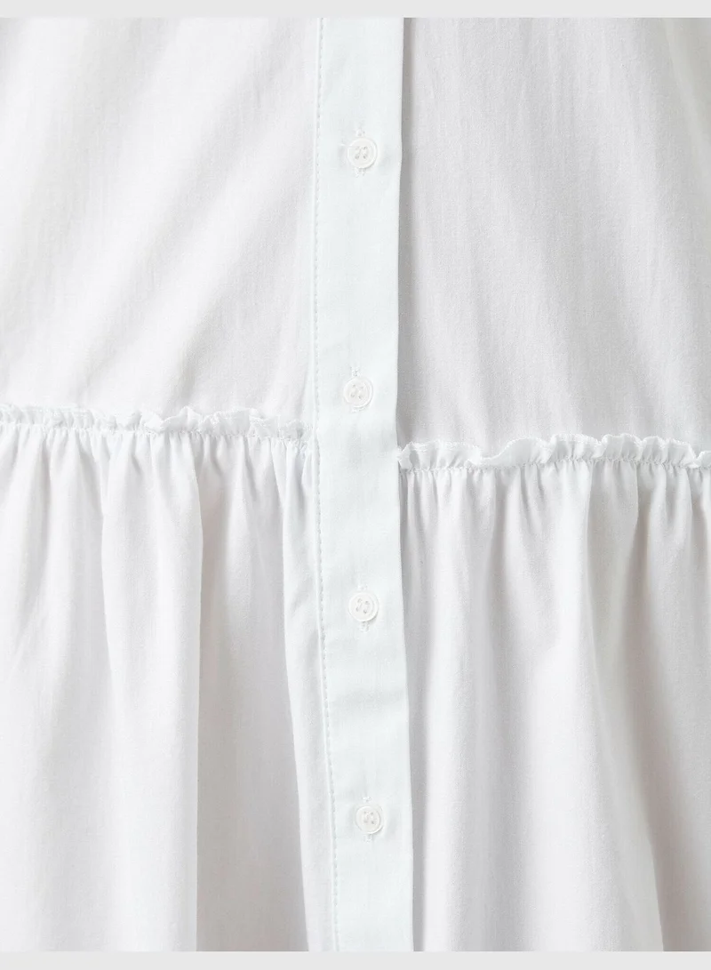 KOTON Shirt Neck Dress Long Sleeve Maxi Cotton