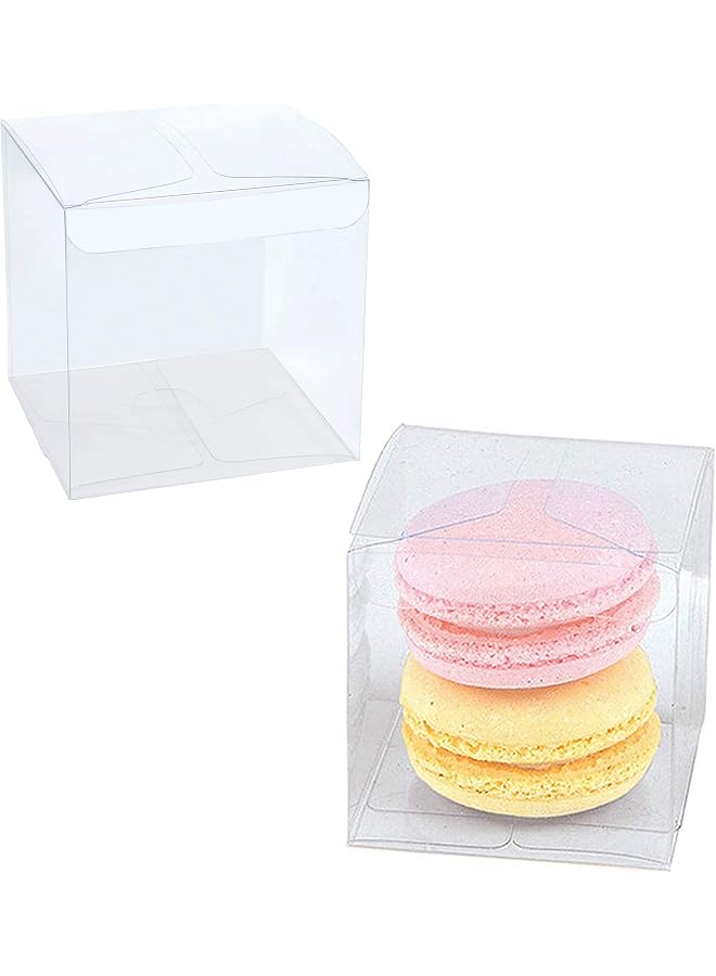 Clear Favor Boxes 12x12x14 cm, 12 pcs PVC Transparent Box for Gifts Macaron Cupcake Candy Cookies Ornament Gifts Wedding Party Baby Shower (Gold Base)