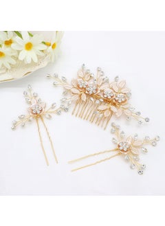 Oriamour Oriamour Hair Side Combs With 2 Set Hair Pins Bridal Hair Accessories Wedding Headpiece Set Gold 