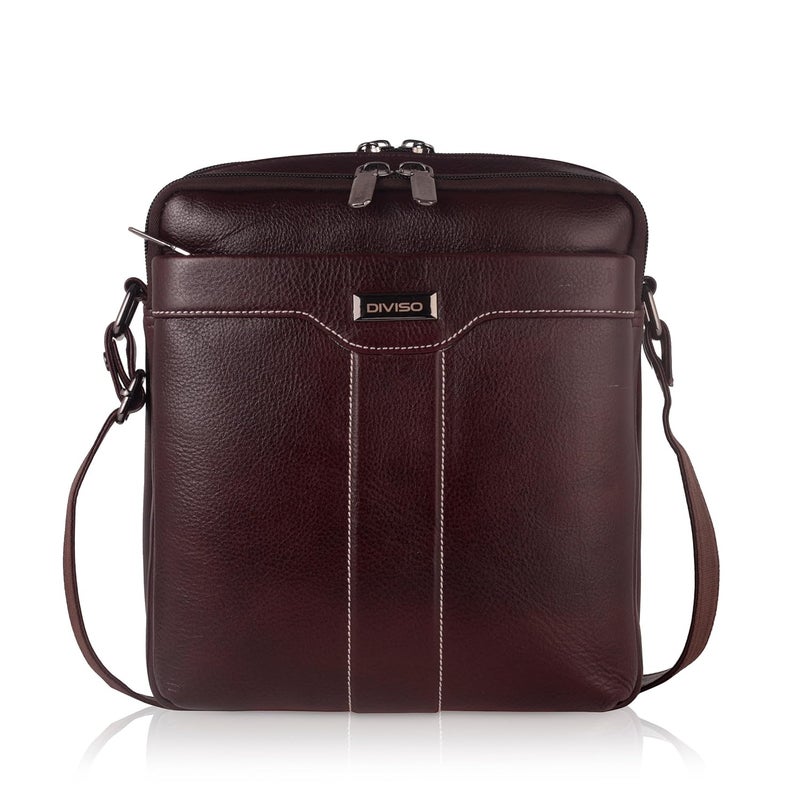 DIVISO Premium Genuine Leather Office Handbag with Velvet Lining Elegant Durable Bag with Nylon and Leather Strap Zipper Closure Perfect for Work or Daily Use - Image 1