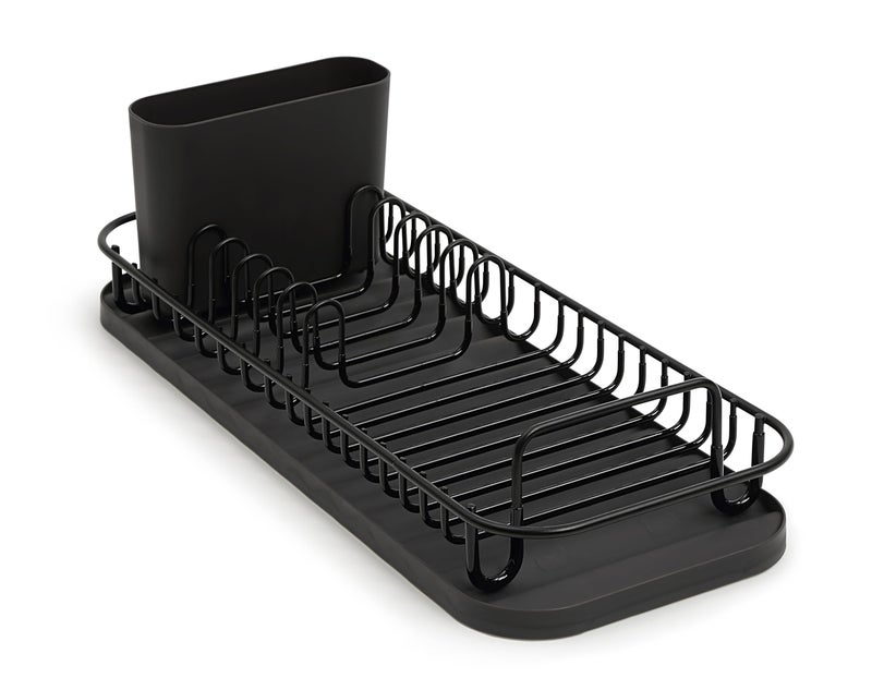 SunnyPoint 304 Stainless Steel NeverRust Compact Dish Drying Rack with Utensil Holder & Removable Drain Tray, Rustproof Small Dish Rack for Kitchen Countertop or Over Sink â€“ Black - Image 4