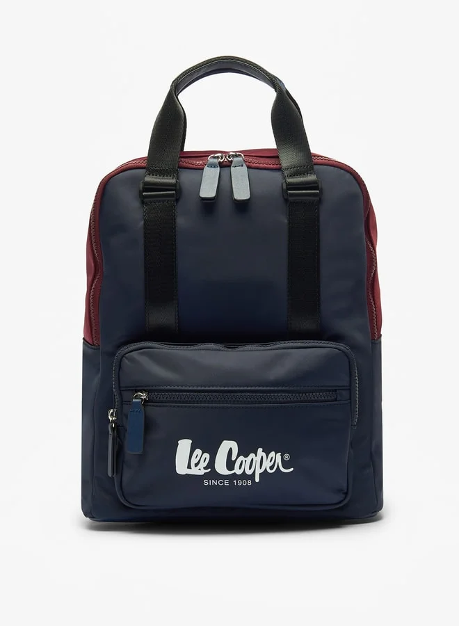 Lee Cooper Colourblock Backpack with Adjustable Straps and Zip Closure - 31x14x37 cm