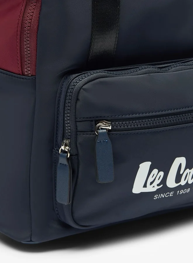 Lee Cooper Colourblock Backpack with Adjustable Straps and Zip Closure - 31x14x37 cm