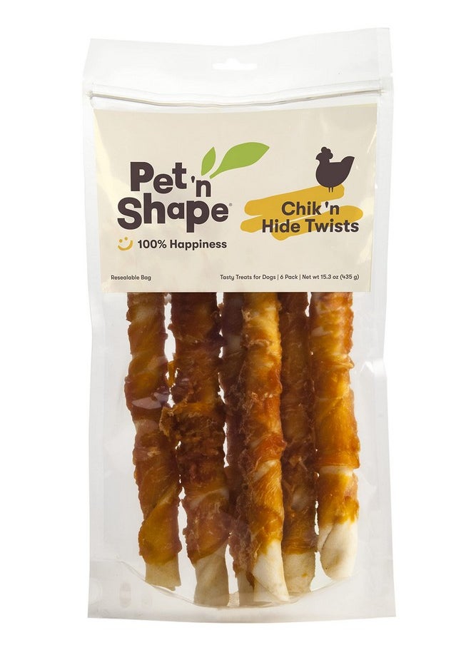 Pet 'n Shape Pet 'n Shape Chik 'n Hide Twist - Chicken Wrapped Rawhide Natural Dog Treats, Large, 6 Count  - Image 1