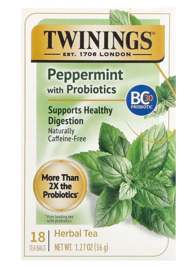 Herbal Tea Peppermint with Probiotics Caffeine-Free 18 Tea Bags 1.27 oz (36 g)