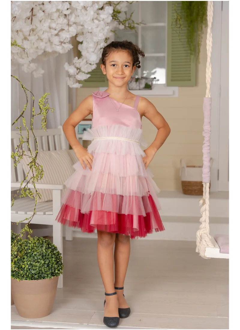 دىدانيالا D' Daniela - Emelly Dark Pink Colorful Party Dress