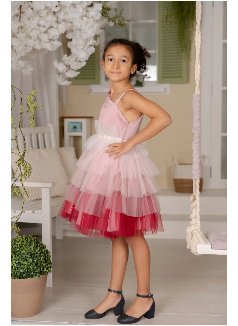 دىدانيالا D' Daniela - Emelly Dark Pink Colorful Party Dress