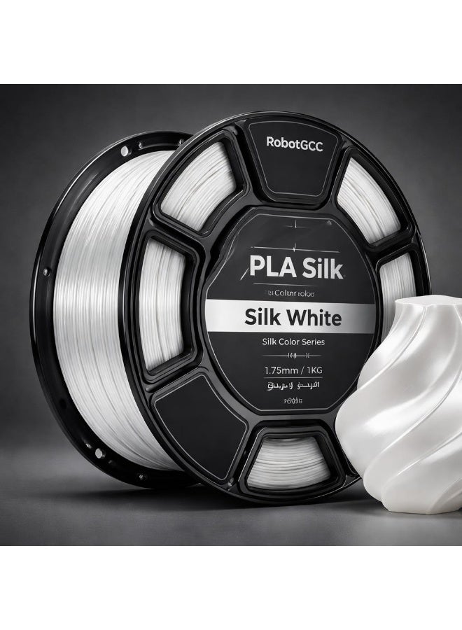 robotgcc PLA Silk White 1.75mm 3D Printing Material 1KG Spool for FDM 3D Printer Glossy Finish Smooth Extrusion Stable Diameter Low Warping Strong Layer Adhesion Easy Print High Precision Consistent Flow Decorative Models DIY Projects Educational Use Premium Surface Effect - Image 2