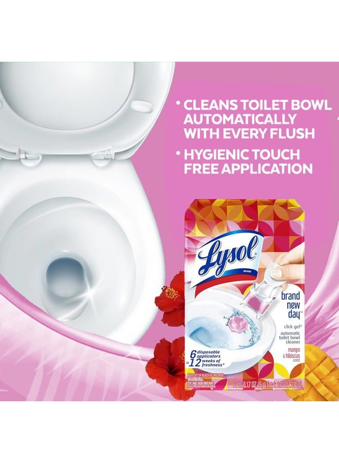 Lysol منظف المرحاض الأوتوماتيكي كليك جل، منظف مرحاض جل، للتنظيف والانتعاش، برائحة المانجو والكركديه، 6 قطع (عبوة من قطعة واحدة) - Image 5