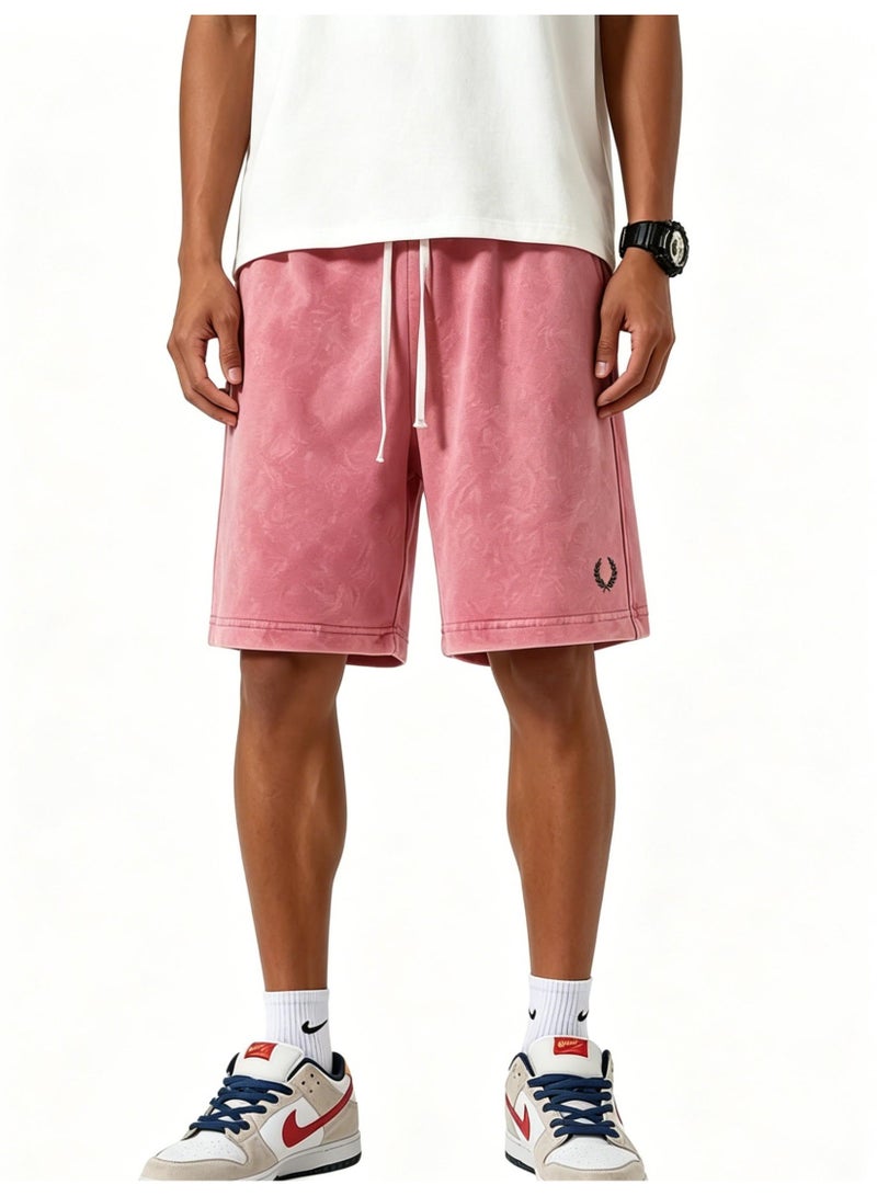 فريد بيري Fred Perry's ears of wheat are washed with water to make old sports shorts for men and women, and the same loose casual straight five-point pants, heavy cotton 300 grams. - Image 2