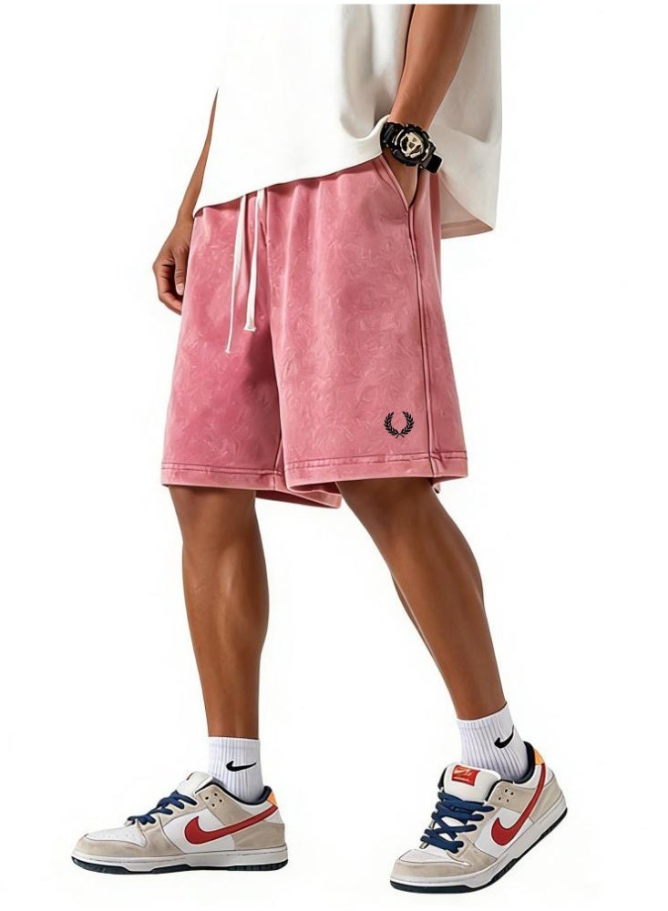 فريد بيري Fred Perry's ears of wheat are washed with water to make old sports shorts for men and women, and the same loose casual straight five-point pants, heavy cotton 300 grams. - Image 1