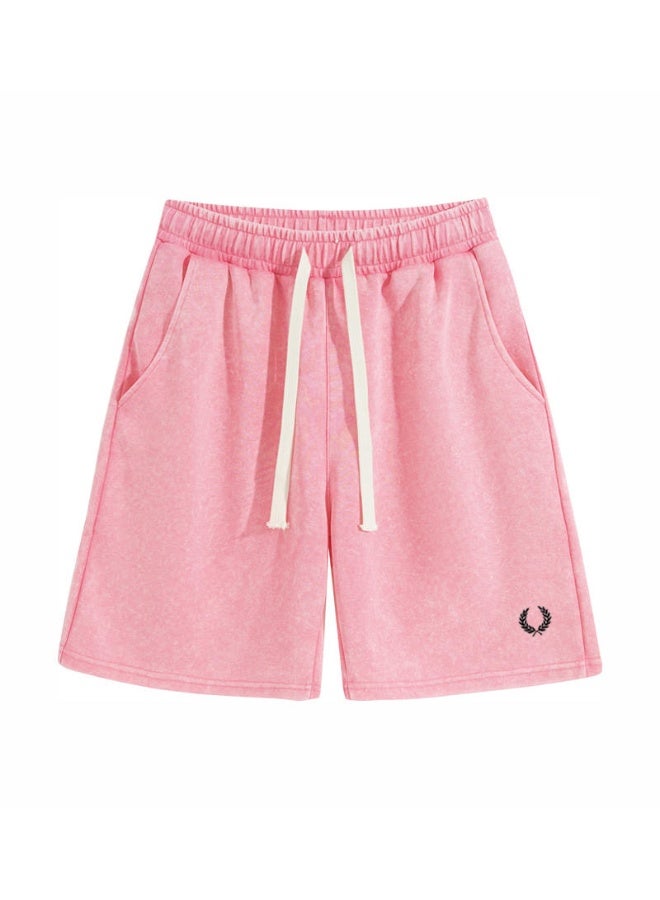 فريد بيري Fred Perry's ears of wheat are washed with water to make old sports shorts for men and women, and the same loose casual straight five-point pants, heavy cotton 300 grams. - Image 5