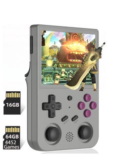 RG353VS Retro Handheld Game Linux System, RG3566 3.5 inch IPS Screen, with 64G TF Card Pre-Installed 4452 Games, Supports 5G WiFi 4.2 Bluetooth Online Fighting, Streaming and HDMI (Grey)