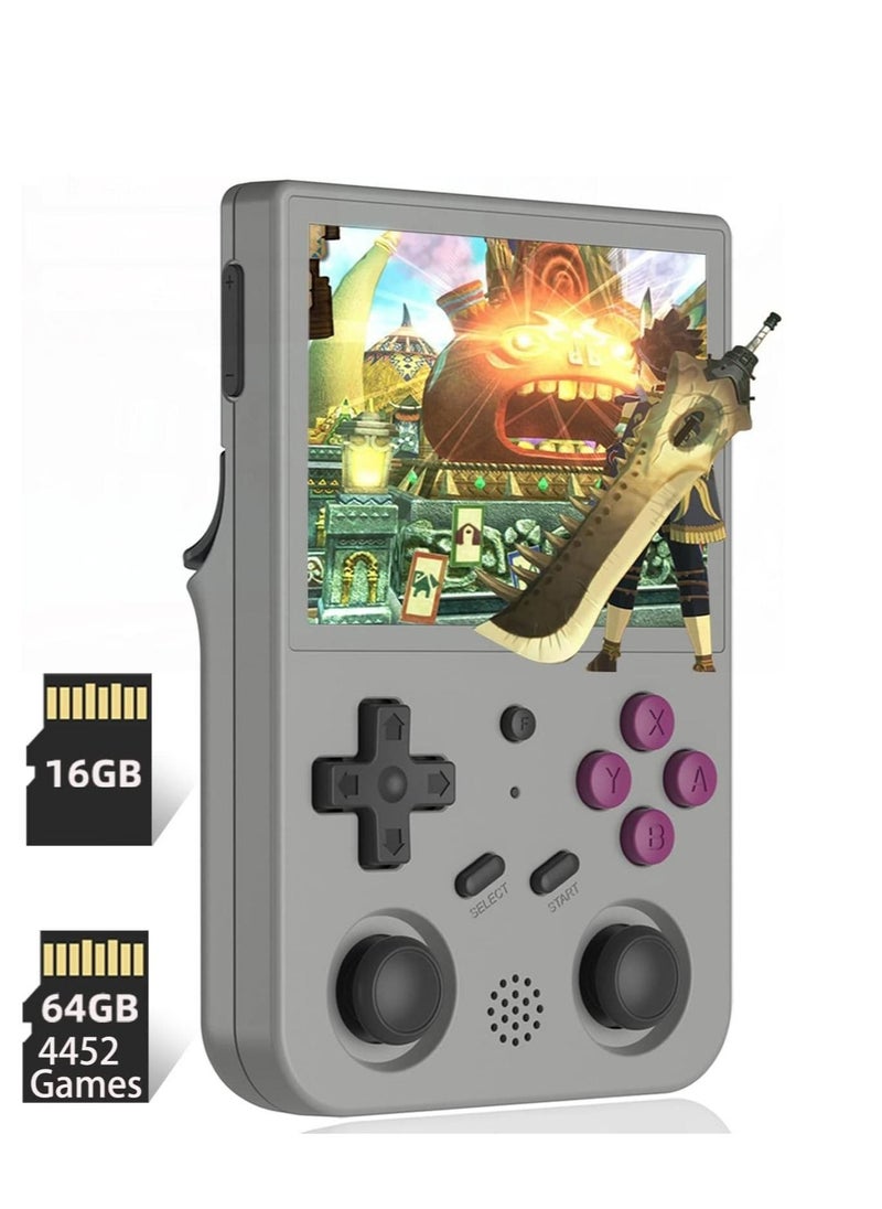 ANBERNIC  - RG353VS Retro Handheld Game Linux System, RG3566 3.5 inch IPS Screen, with 64G TF Card Pre-Installed 4452 Games, Supports 5G WiFi 4.2 Bluetooth Online Fighting, Streaming and HDMI (Grey) - Image 1