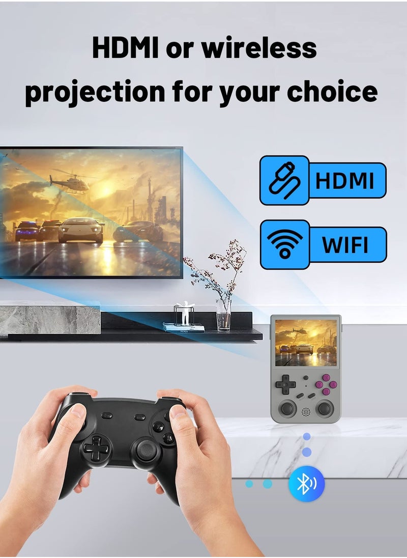 ANBERNIC  - RG353VS Retro Handheld Game Linux System, RG3566 3.5 inch IPS Screen, with 64G TF Card Pre-Installed 4452 Games, Supports 5G WiFi 4.2 Bluetooth Online Fighting, Streaming and HDMI (Grey) - Image 1