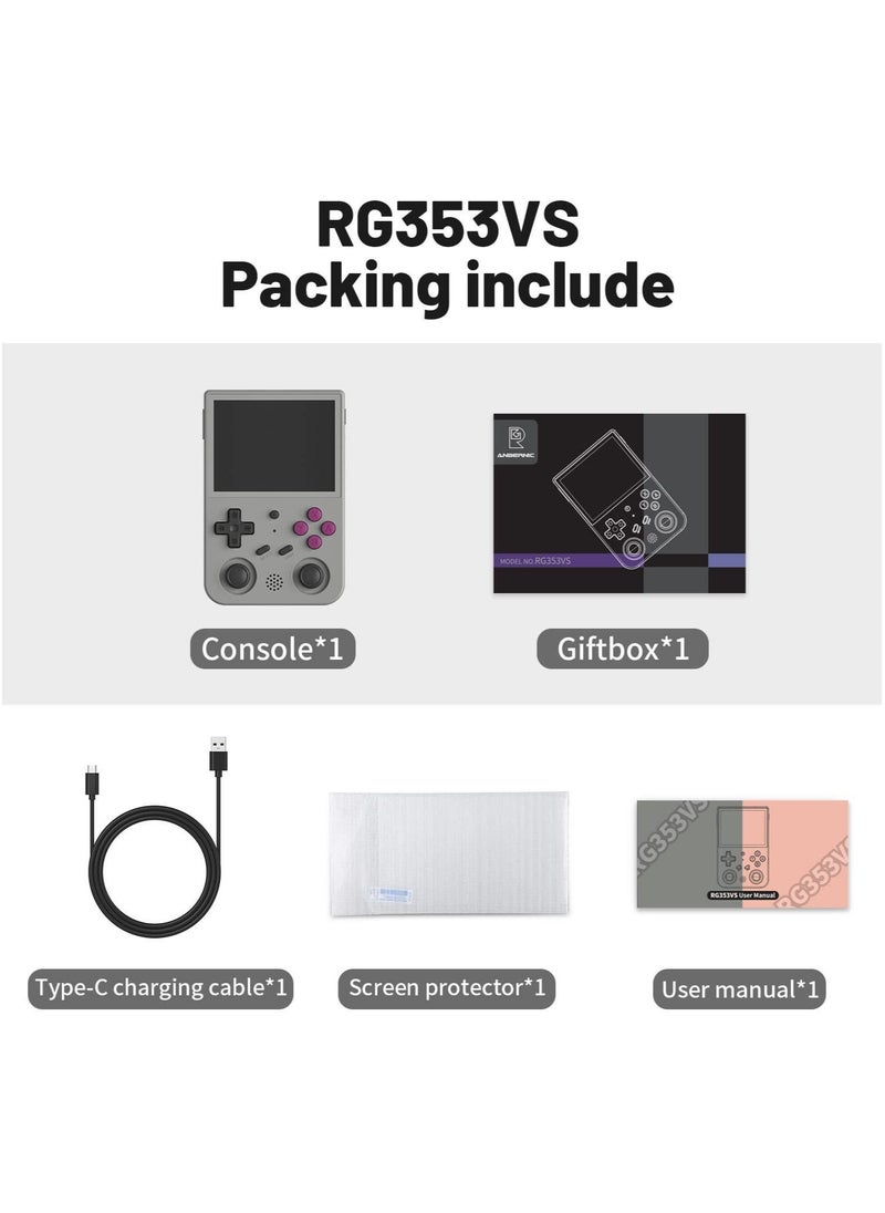 ANBERNIC  - RG353VS Retro Handheld Game Linux System, RG3566 3.5 inch IPS Screen, with 64G TF Card Pre-Installed 4452 Games, Supports 5G WiFi 4.2 Bluetooth Online Fighting, Streaming and HDMI (Grey) - Image 1