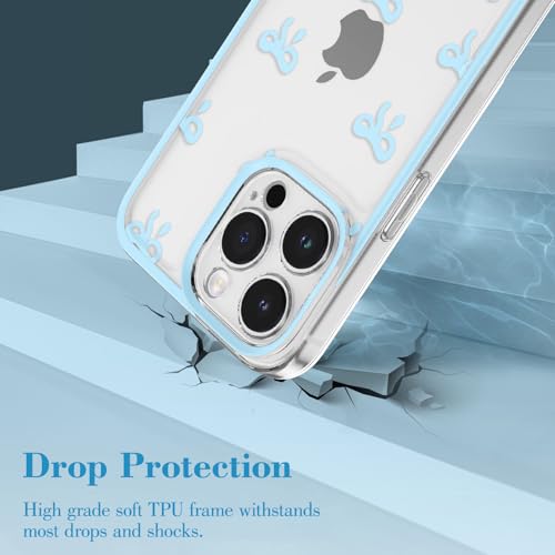 EYZUTAK Case for iPhone 11 Pro Max, Clear Cute Ribbon Bowknot Pattern Aesthetic Transparent Phone Case Raised Camera Protection Stylish Slim Soft Durable TPU Protective Cover for Women Girls - Blue - Image 3
