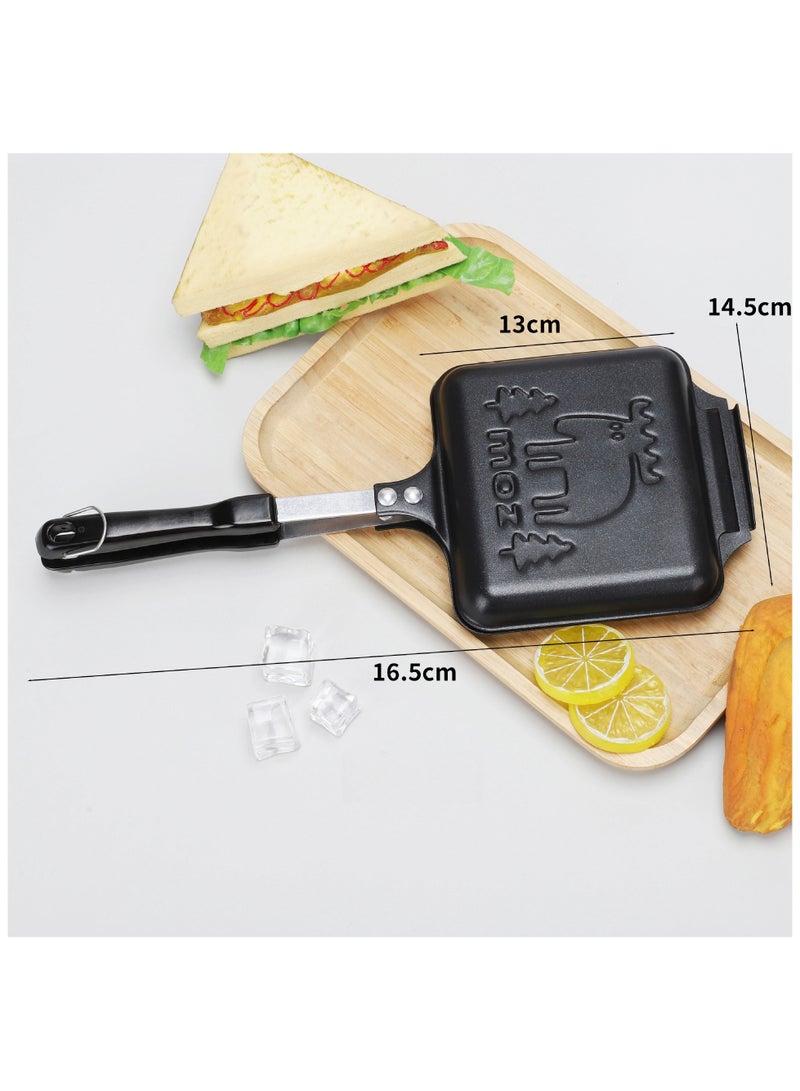 general Double-sided pan cartoon elk non-stick double-sided frying pan waffle bread toast mold breakfast pan - Image 3