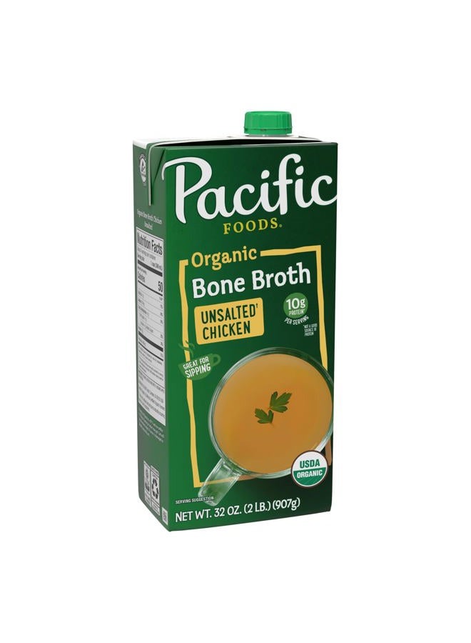 Pacific Foods Organic Unsalted Chicken Bone Broth, 32 oz Carton - Image 1