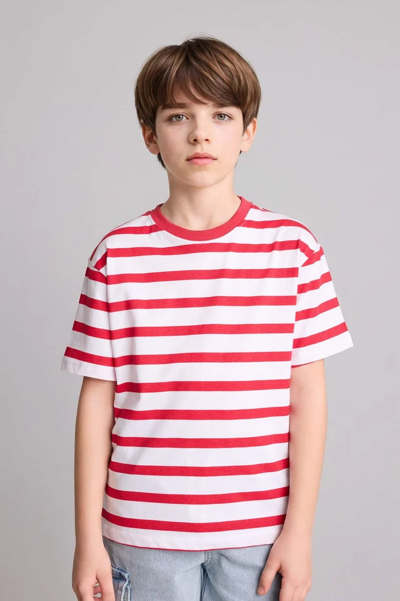 ديفاكتو Boy New Regular Fit Printed Short Sleeve T-Shirt