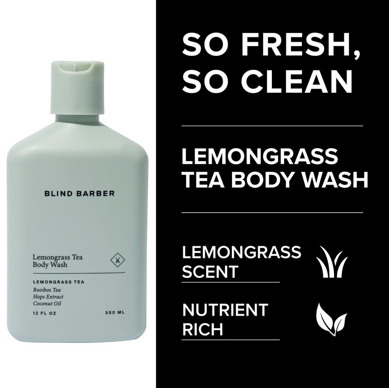 Blind Barber Lemongrass Tea Body Wash for Men - Sulfate-Free Body Soap with Lemongrass Scent - Leaves Skin Clean & Hydrated - Paraben-Free & Cruelty-Free, No Artificial Dyes (12 Fl oz) - Image 3