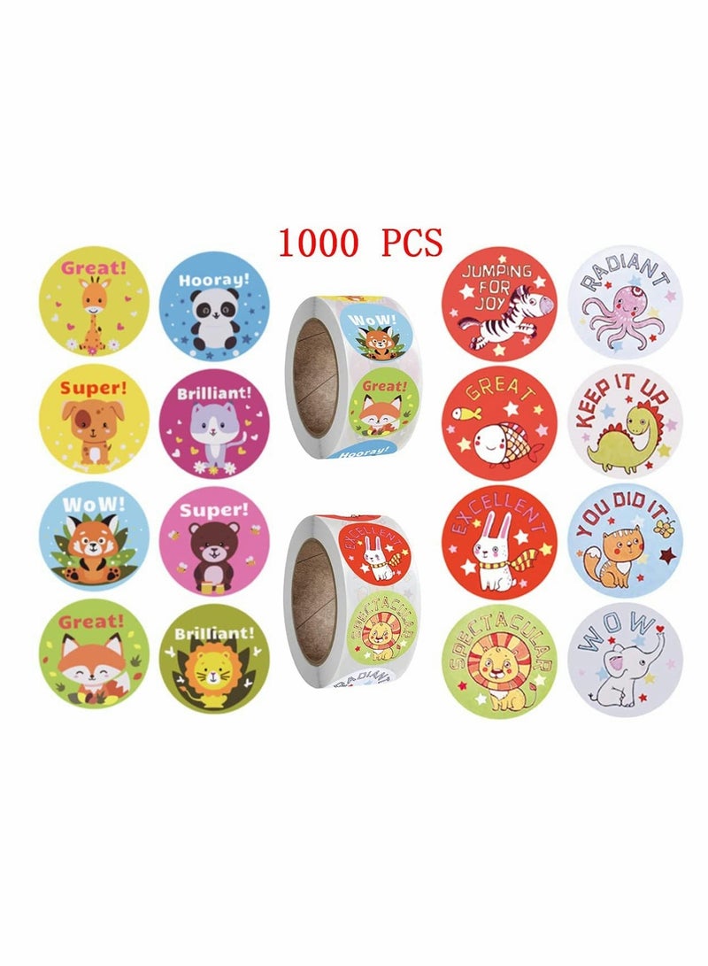 KASTWAVE Reward Stickers for Teachers, KASTWAVE 1000pcs Teacher Motivational Stickers for Kids,deal Stickers for Kids Behavior incentives1 Inch,  Animal Stickers,... - Image 1