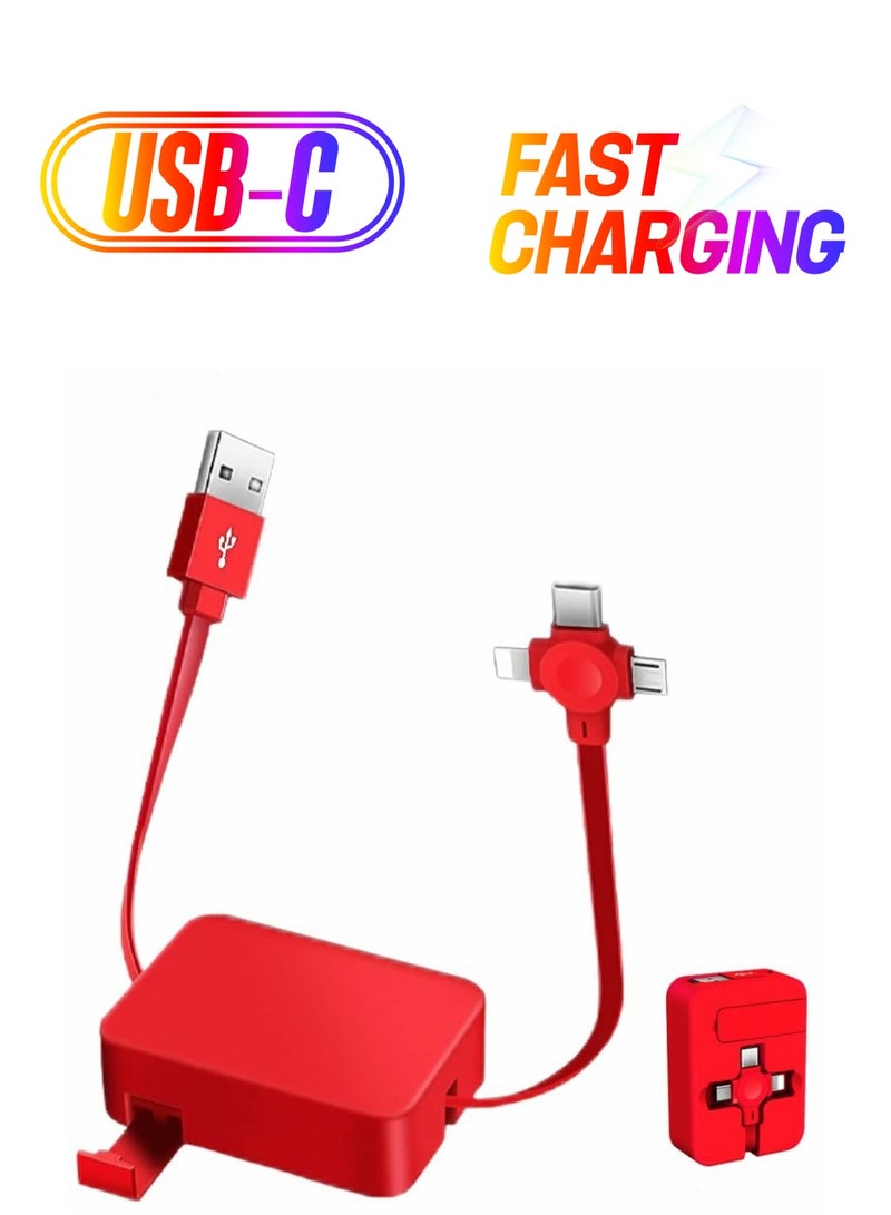 Excefore 3 in 1 Multi USB Fast Charging Cable Adapter with USB C/Micro USB/Compatible with iPhone Port - Image 1