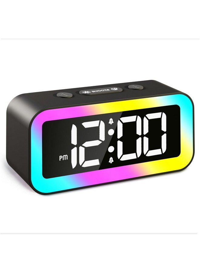 Jall Rgb Nightlight Led Digital Alarm Clock With Super Loud Dual Alarms Weekday Mode Easy Snooze Dimmer Usb Charging Port For Livingroom Bedroom Bedside Heavy Sleeper Adults Kidsteens(Black) - Image 1