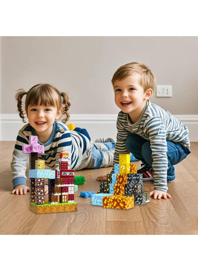 Magnetic Blocks, Game-Based Magnets Cubes, Magnetic Building Blocks Montessori Sensory Toys for 3 4 5 6 7 8-13 Year Old Boys Girls Birthday for Kids 100PCS - Image 2