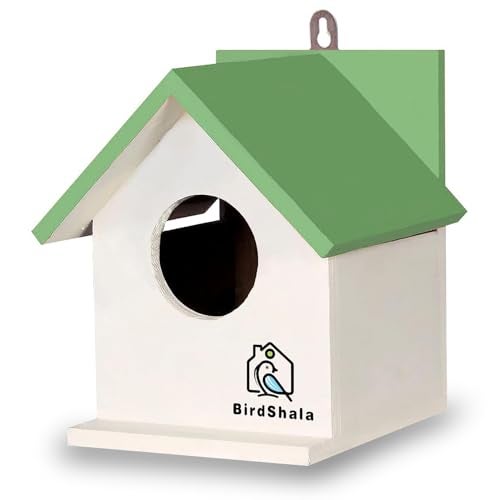 BIRDSHALA Bird House for Sparrow, Budgies & Finches with Air Ventilation and Mounting Hook (Green, Medium) - Image 1