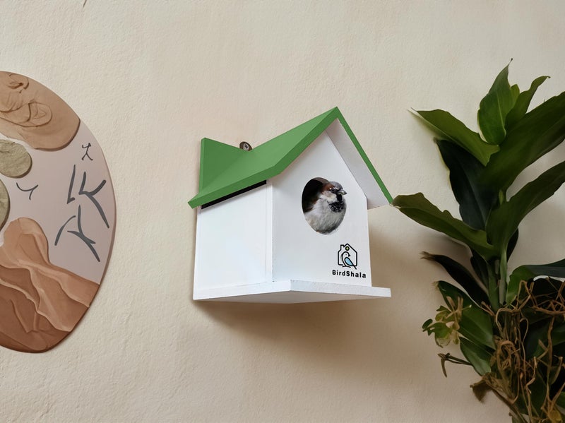 BIRDSHALA Bird House for Sparrow, Budgies & Finches with Air Ventilation and Mounting Hook (Green, Medium) - Image 2