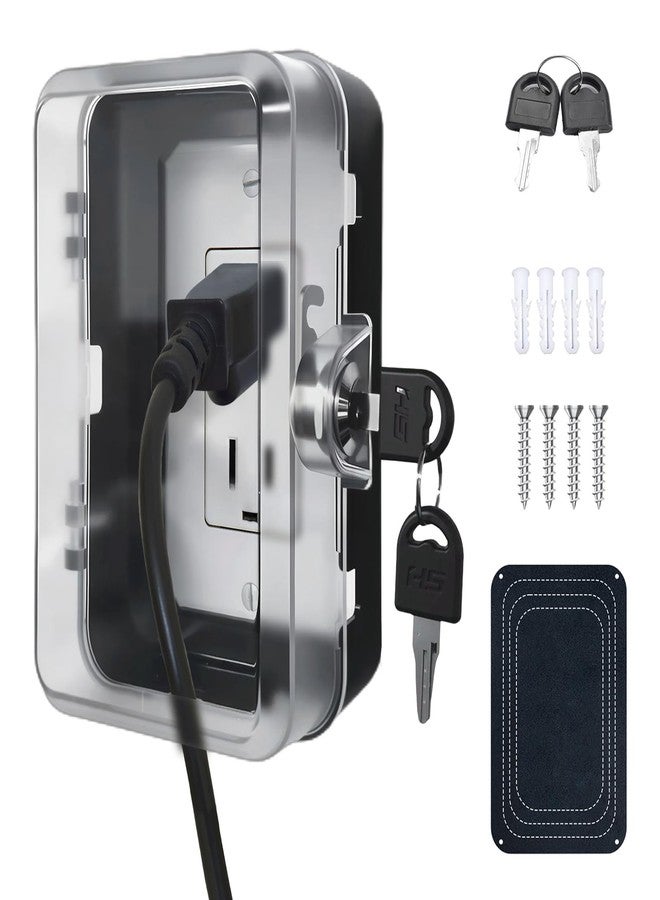 PILISPARK Child Proof Outlet Lock Box with 2 Durable Keys - Heavy Duty Safety Cover for Baby Proofing, Tool-Free Installation, More Space for Large Plugs Universal Fit Socket Protector (1Pack, Black) - Image 1