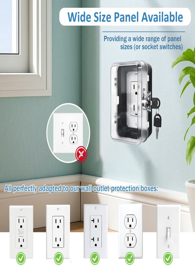 PILISPARK Child Proof Outlet Lock Box with 2 Durable Keys - Heavy Duty Safety Cover for Baby Proofing, Tool-Free Installation, More Space for Large Plugs Universal Fit Socket Protector (1Pack, Black) - Image 2