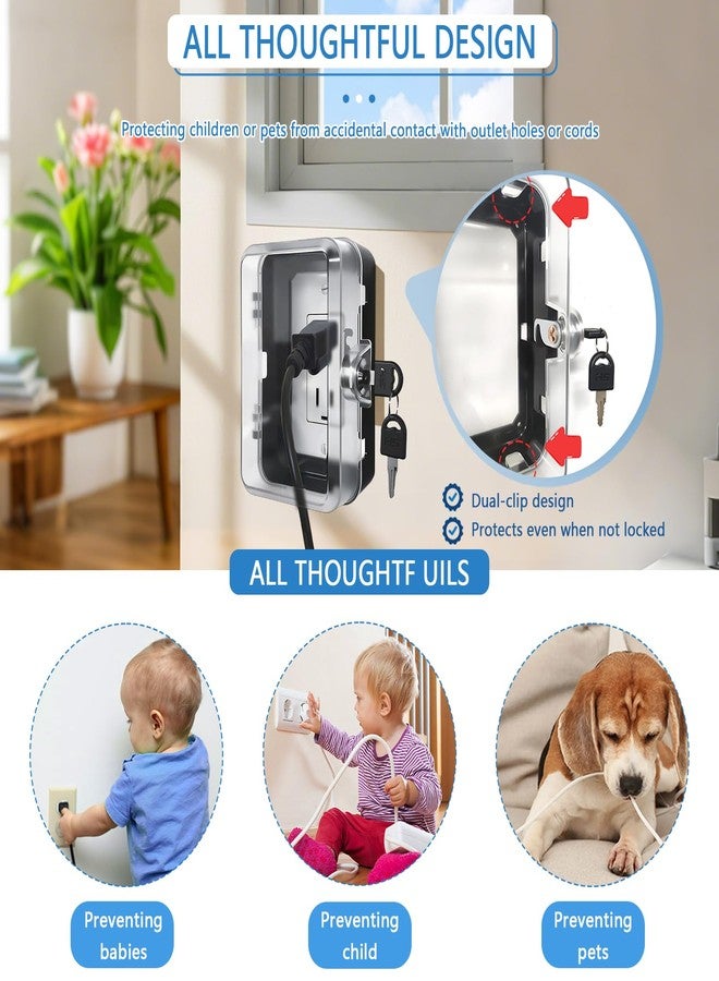 PILISPARK Child Proof Outlet Lock Box with 2 Durable Keys - Heavy Duty Safety Cover for Baby Proofing, Tool-Free Installation, More Space for Large Plugs Universal Fit Socket Protector (1Pack, Black) - Image 4