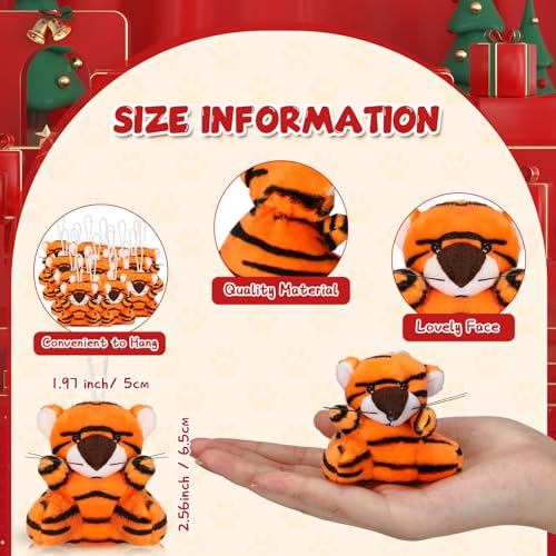 Shappy 12 Pcs Mini Animal Plush Toys Small Stuffed Animals Bulk Cute Tiny Plushies Keychains for Gift Party Carnival Prize Tiger - Image 5