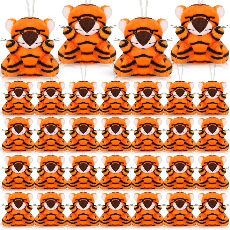 Shappy 12 Pcs Mini Animal Plush Toys Small Stuffed Animals Bulk Cute Tiny Plushies Keychains for Gift Party Carnival Prize Tiger - Image 3