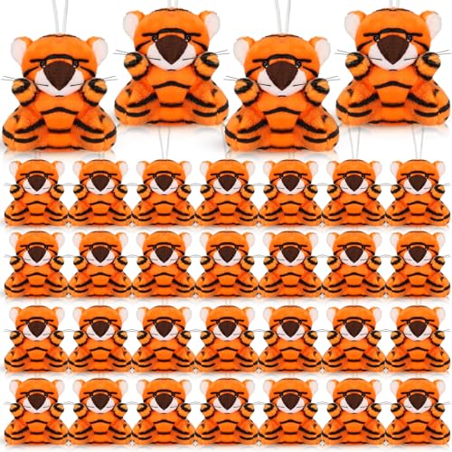 Shappy 12 Pcs Mini Animal Plush Toys Small Stuffed Animals Bulk Cute Tiny Plushies Keychains for Gift Party Carnival Prize Tiger - Image 1