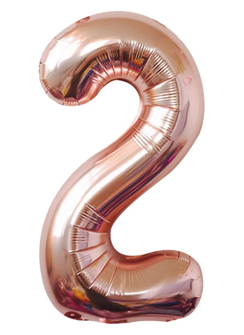 KATCHON Rose Gold Number 2 Balloon for 2nd Birthday or Anniversary Decoration 40 Inch  - Image 1