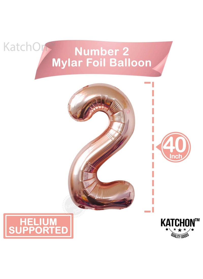 KATCHON Rose Gold Number 2 Balloon for 2nd Birthday or Anniversary Decoration 40 Inch  - Image 2