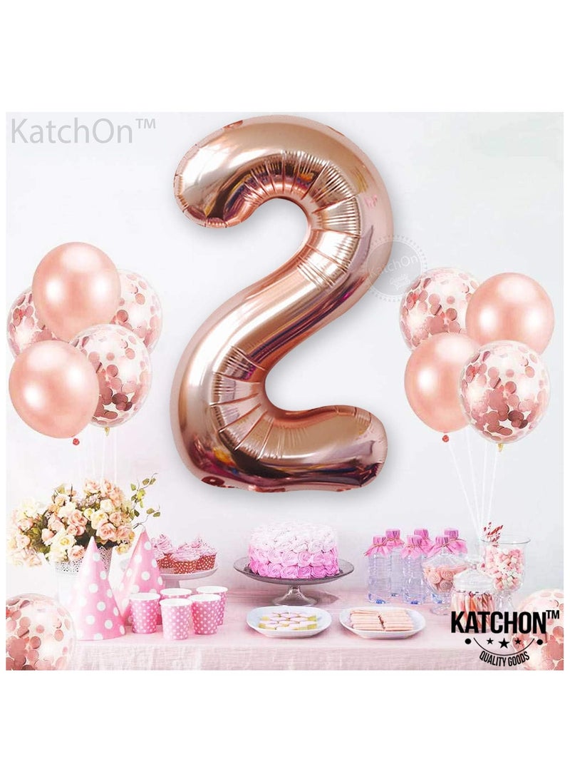 KATCHON Rose Gold Number 2 Balloon for 2nd Birthday or Anniversary Decoration 40 Inch  - Image 4