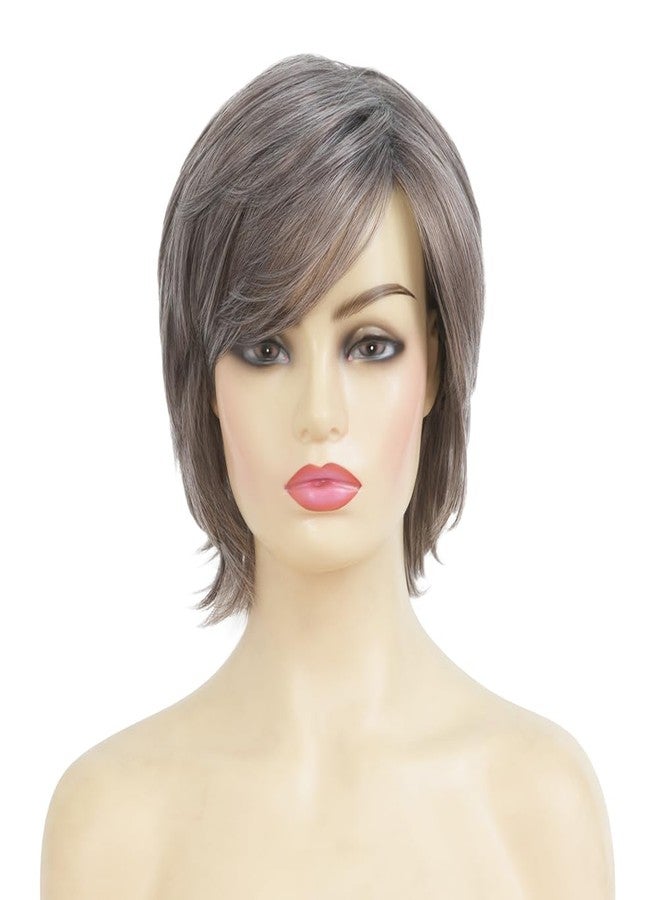 Kaneles Gray Short Wigs with Bangs Natural Fluffy Synthetic Hair Wigs for Women Grey Hair Replacement Wigs for Daily Use - Image 2