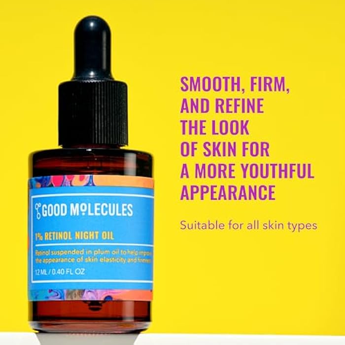 Good Molecules 1% Retinol Night Oil - Retinol and Rosehip Face Oil Formula for Look of Fine Lines & Wrinkles, Anti-Aging, Skin Firming, and Moisturizing - Skin Care for Face - Image 2