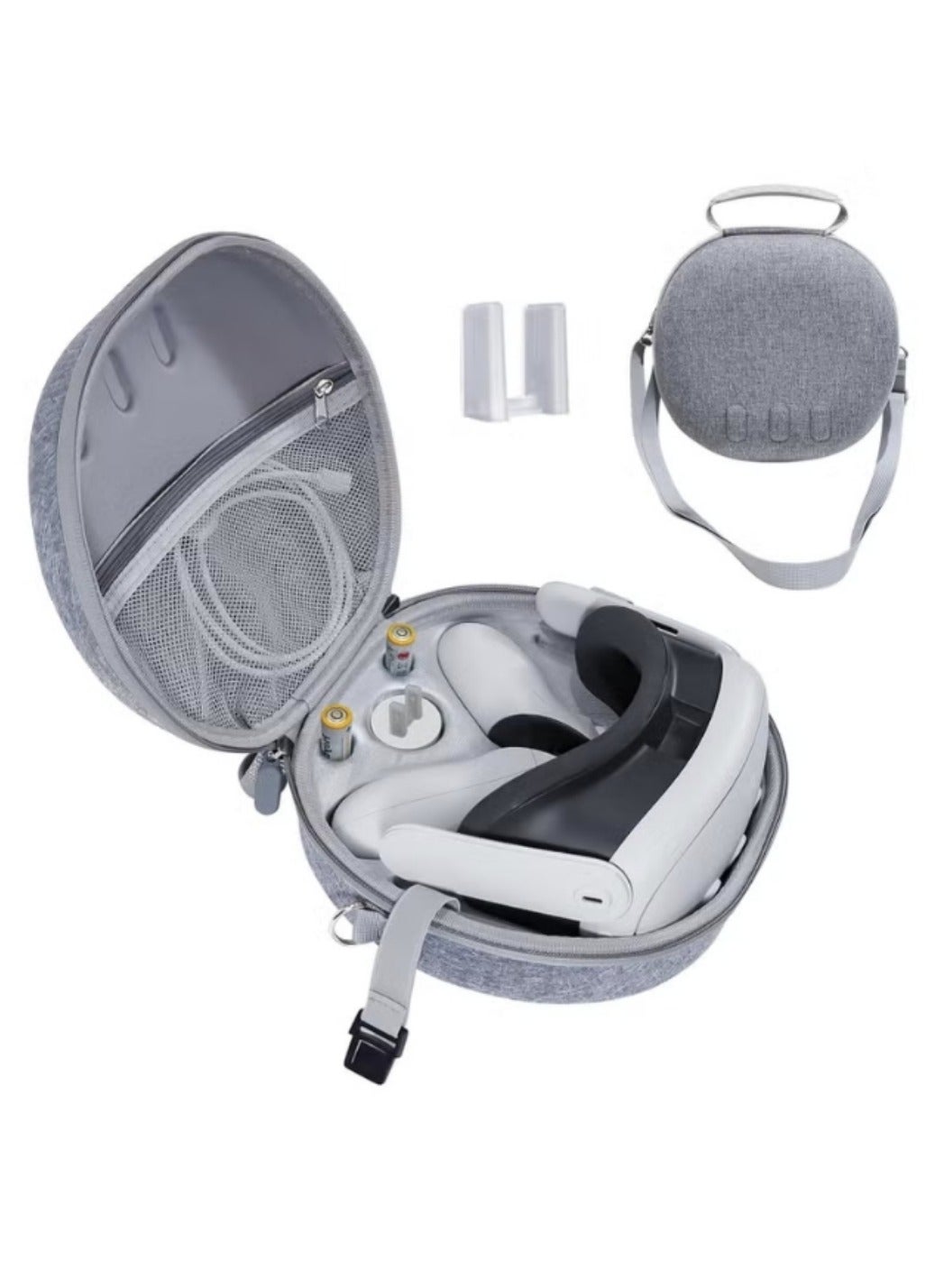Waterproof Hard Carrying Case for Meta Oculus Quest 3 VR Gaming Headset and Touch Controllers nd Other Accessories Shockproof Carrying Bag Organizer Case with Mesh Pocket Suitable for Travel and Home Storage(Grey)