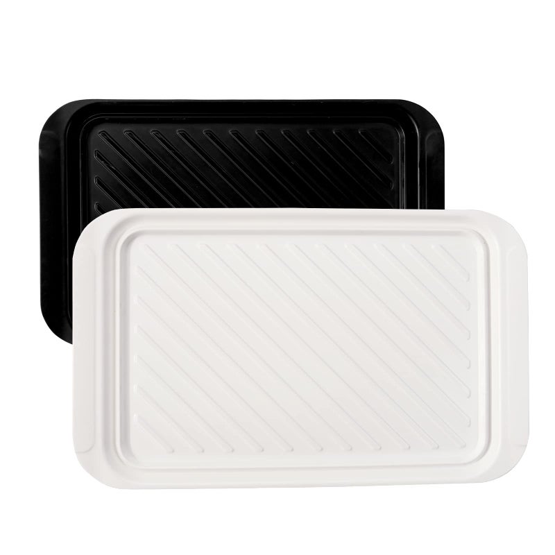 TP Serving Trays with Handles Melamine Grill Prep and Serving Platters for Outdoor Parties and BBQ Dishwasher Safe Food Tray Set of 2