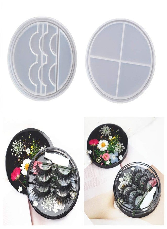 Miamay One Set False Eyelash Holder Case Silicone Resin Casting Mold Eyelash Display Tray Resin Mold Epoxy Eyelash Storage Box Mold Cosmetic Care Container Casting Mold with Lid for DIY Making - Image 1