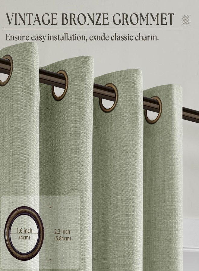 DUKIYO Light Sage Green Linen Curtains 84 Inch Length 2 Panels Set, Flax Bronze Grommet Semi Sheer Privacy Light Filtering Boho Neutral Farmhouse Living Room Bedroom Window Curtains Drapes 84 Inches Long - Image 3