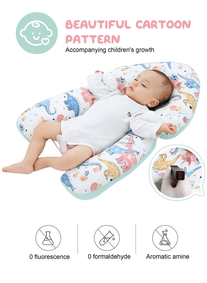 URbazaar Newborn Pillow,Baby's Head Shaping Pillow, Sleep Shaping Pillow and Neck Support Baby Memory Foam Pillow With Adjustable Height Breathable for Sleeping Ergonomic Design Washable (Mint Green + Dinosaur) - Image 3